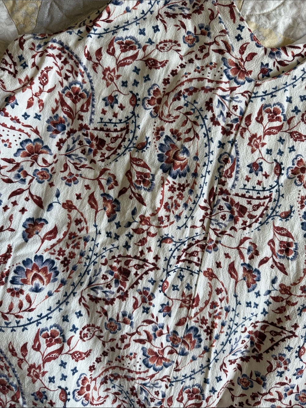 Reitmans White Floral-Paisley Print Swing Dress with Rust and Blue Details - Picture 4 of 8